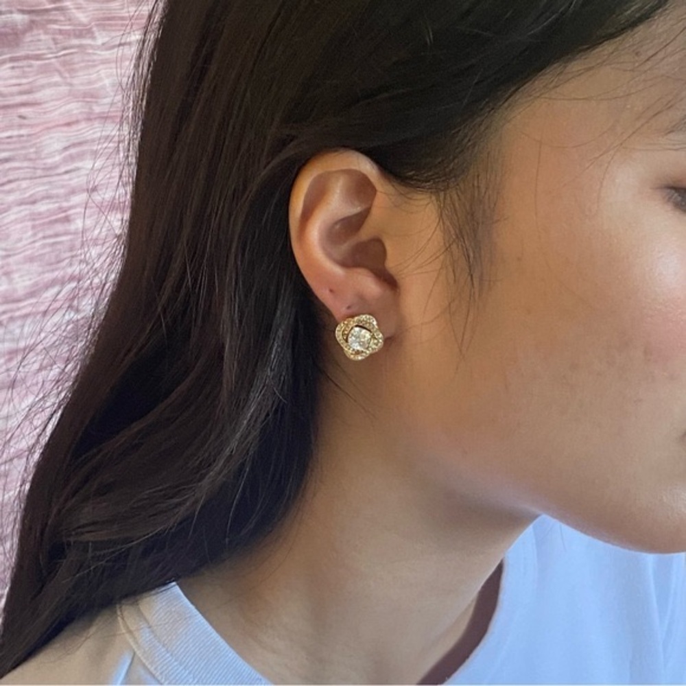 Gorgeous CZ Gold Tone Pierced Earrings